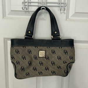 Dooney & Bourke Vintage Black and Tan Shoulder Bag gold accents leather strap